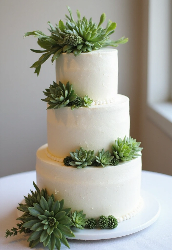 21 Minimalist Wedding Cakes That Will Steal Your Heart (You Won't Believe #12!) - 13. Sweet Succulents