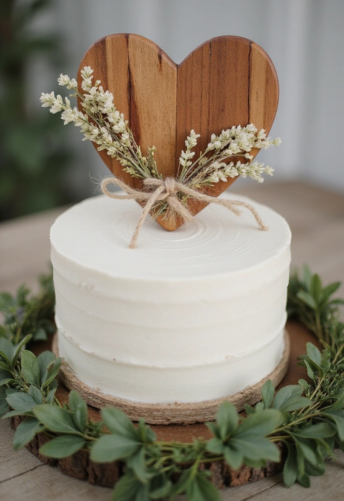 21 Wedding Cake Toppers That Will Steal the Show (You Won't Believe #7!) - 3. Rustic Wooden Heart