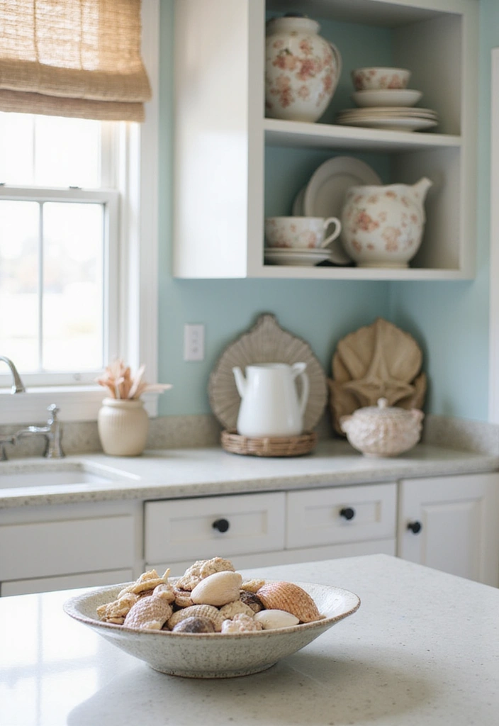 21 Coastal Kitchen Ideas That'll Make You Feel Like You're on Vacation Every Day! - 11. Seashell Decor