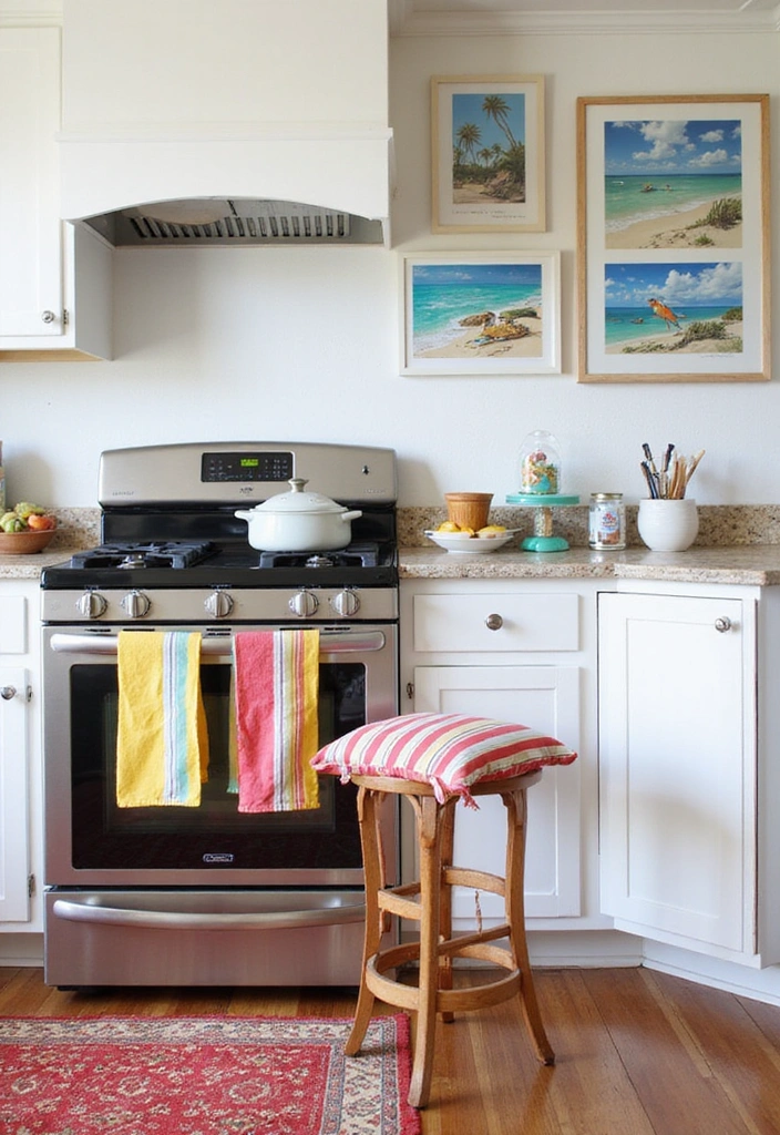 21 Coastal Kitchen Ideas That'll Make You Feel Like You're on Vacation Every Day! - 4. Bright and Cheerful Accessories
