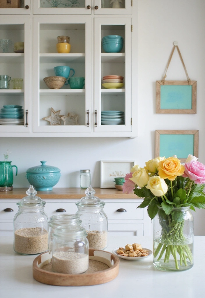 21 Coastal Kitchen Ideas That'll Make You Feel Like You're on Vacation Every Day! - 7. Glass Accents and Decor