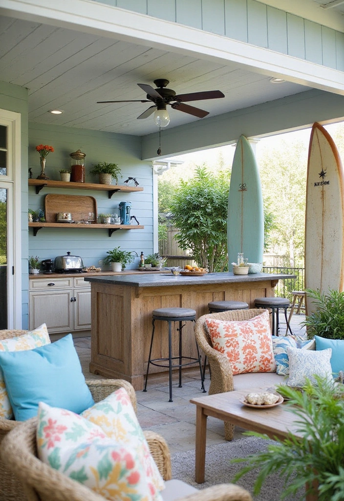 21 Outdoor Kitchen Ideas That'll Make You Want to Host Every Weekend! - 6. Beachy Vibes with a Coastal Kitchen