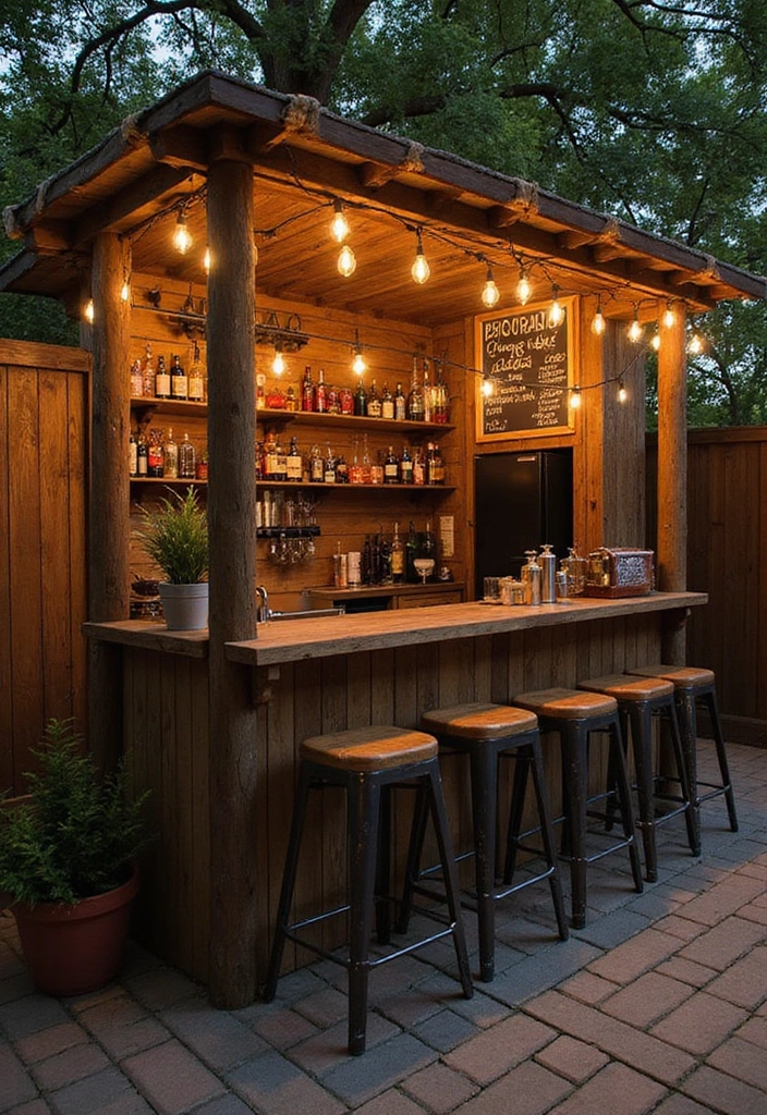 21 Outdoor Kitchen Ideas That'll Make You Want to Host Every Weekend! - 16. The Rustic Outdoor Bar