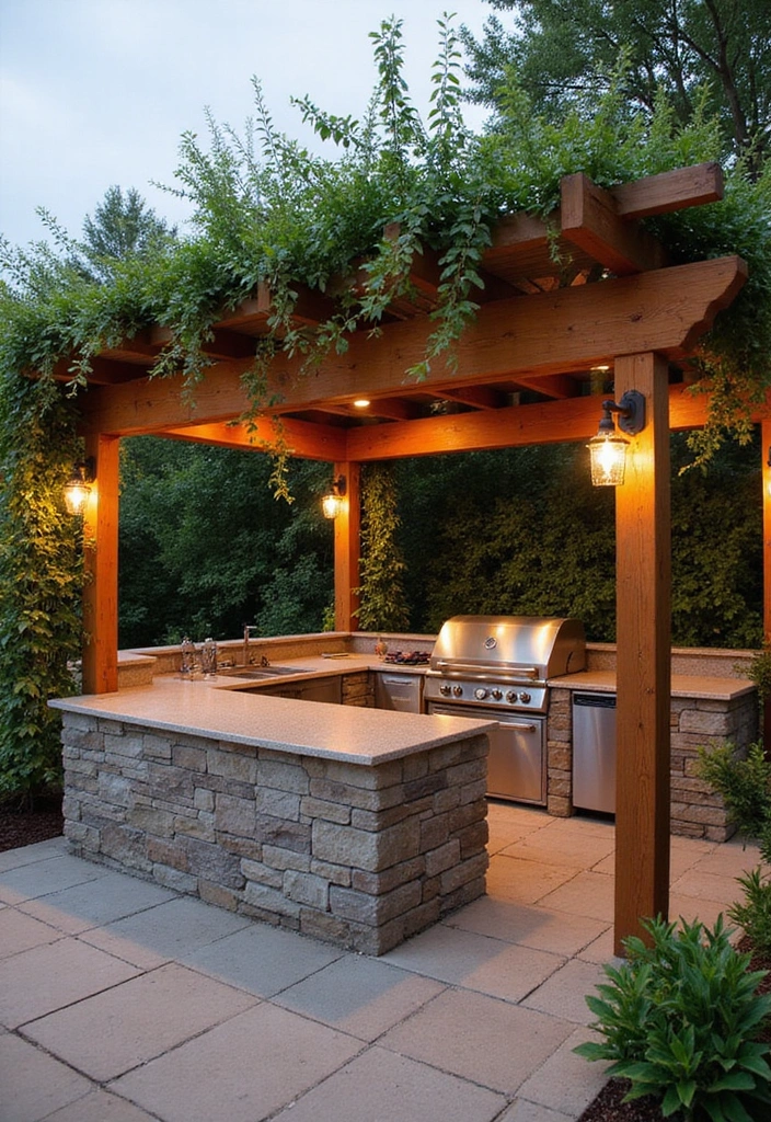 21 Small Outdoor Kitchen Ideas That Will Transform Your Backyard into a Culinary Paradise! - 5. Elegant Pergola Cover