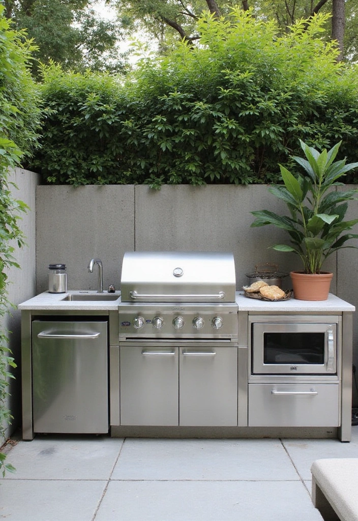 21 Small Outdoor Kitchen Ideas That Will Transform Your Backyard into a Culinary Paradise! - 10. Minimalist Steel Kitchen