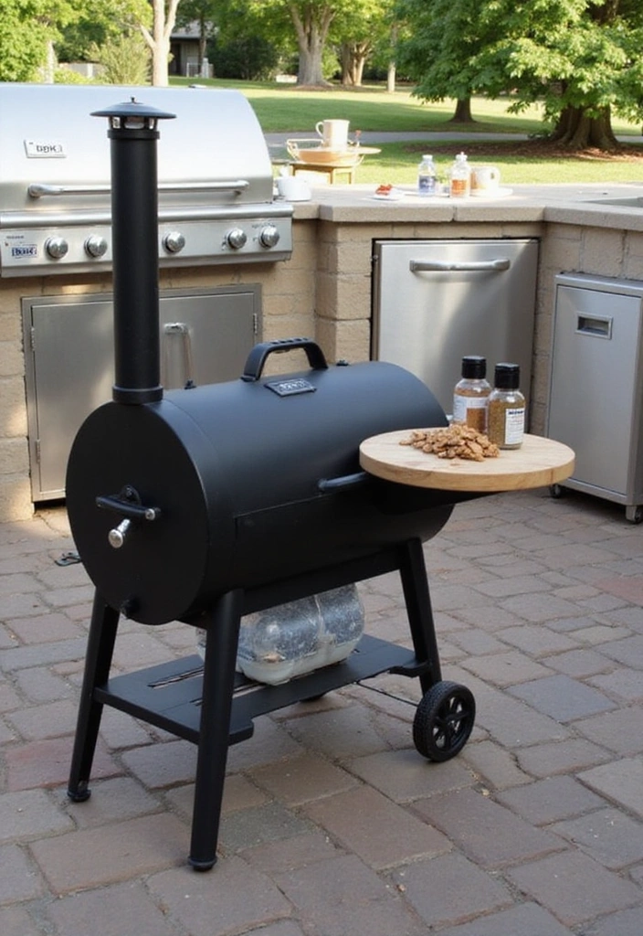 21 Small Outdoor Kitchen Ideas That Will Transform Your Backyard into a Culinary Paradise! - 12. Compact Smoker Setup