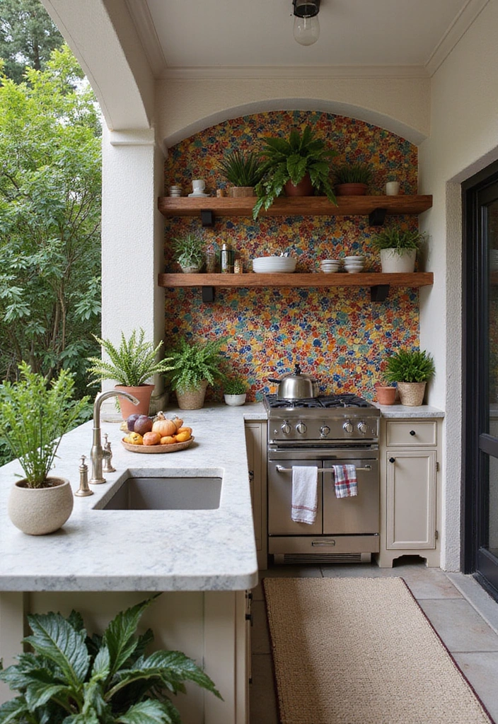 21 Small Outdoor Kitchen Ideas That Will Transform Your Backyard into a Culinary Paradise! - 8. Vibrant Tile Accents