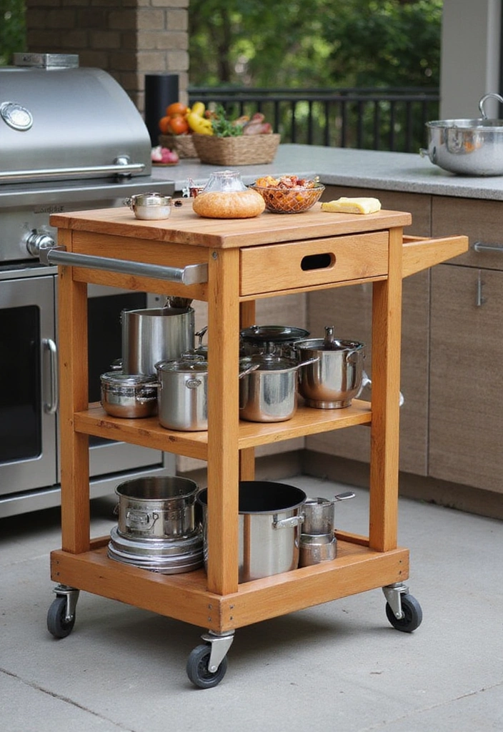 21 Small Outdoor Kitchen Ideas That Will Transform Your Backyard into a Culinary Paradise! - 16. Multi-Functional Kitchen Cart