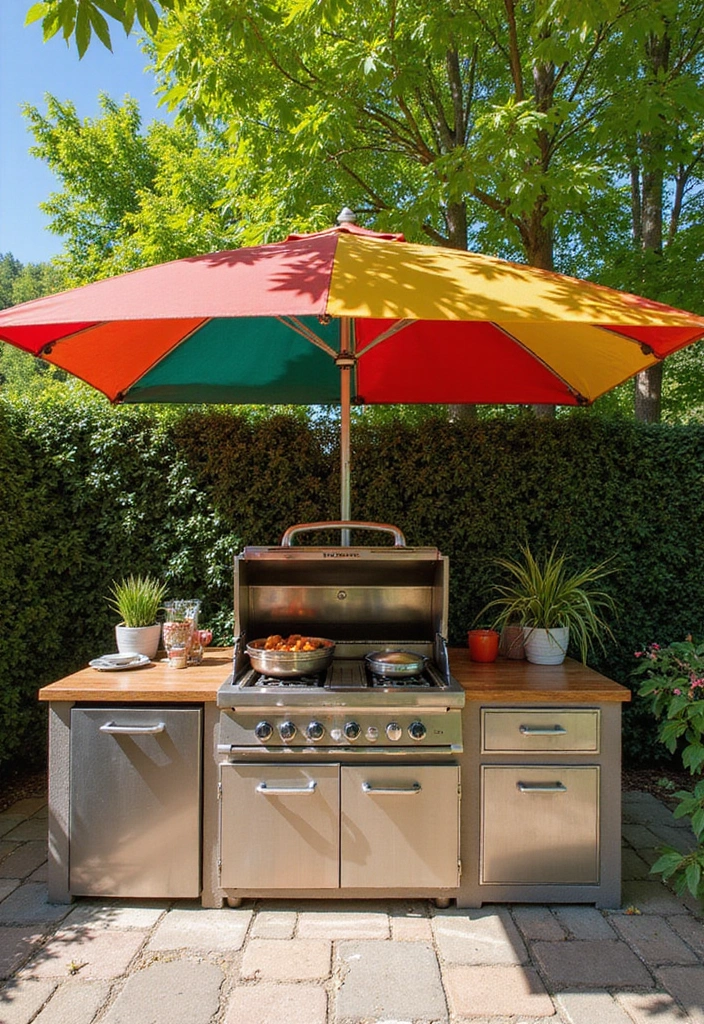 21 Small Outdoor Kitchen Ideas That Will Transform Your Backyard into a Culinary Paradise! - 11. Colorful Canopy Shade