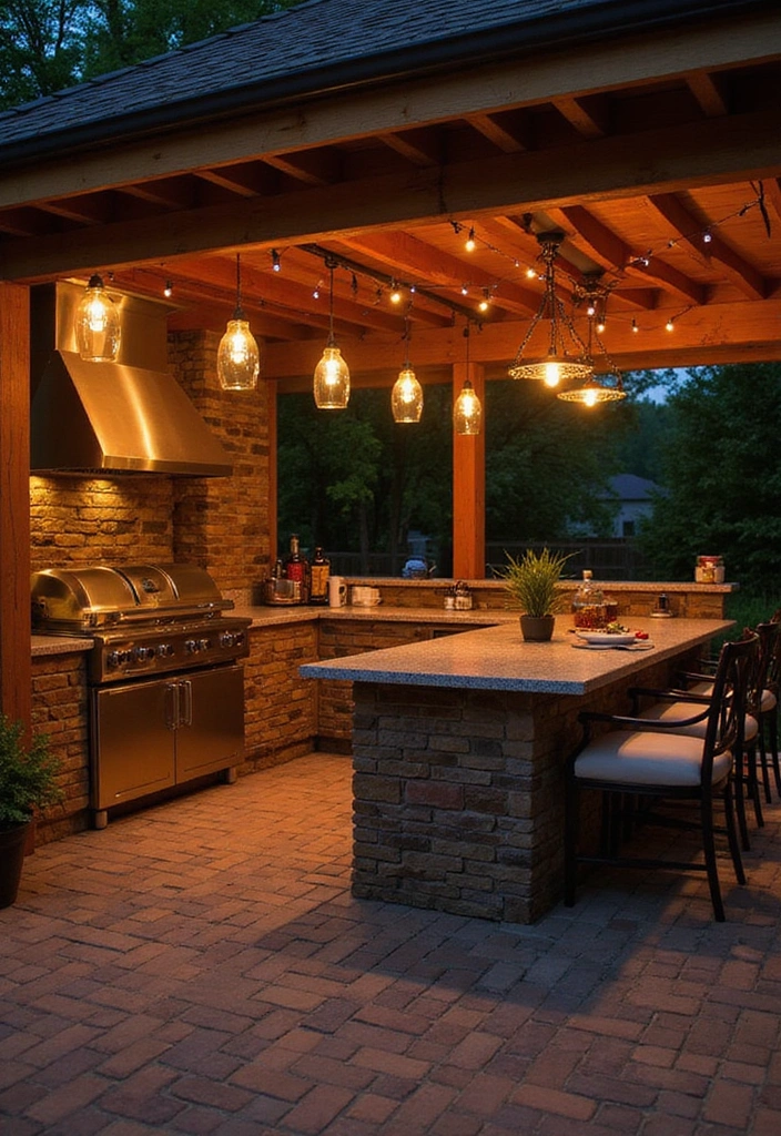 21 Small Outdoor Kitchen Ideas That Will Transform Your Backyard into a Culinary Paradise! - 18. Beautifully Designed Outdoor Lighting