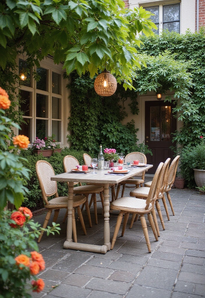 21 Small Outdoor Kitchen Ideas That Will Transform Your Backyard into a Culinary Paradise! - 17. Charming Outdoor Dining Area