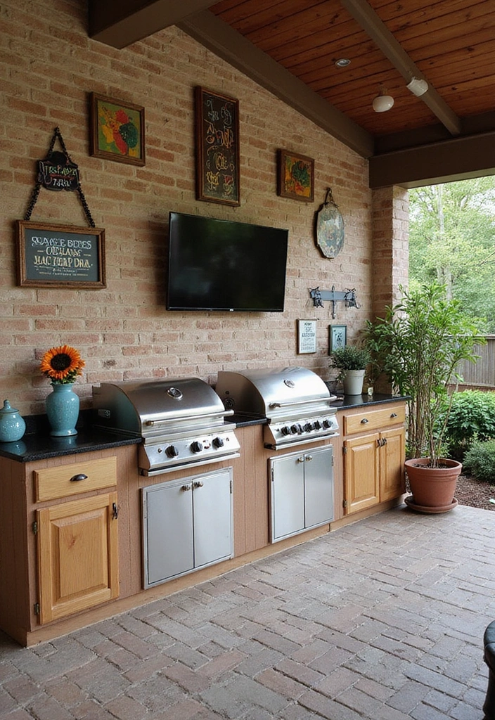 21 Small Outdoor Kitchen Ideas That Will Transform Your Backyard into a Culinary Paradise! - 20. Personalized Artwork and Decor