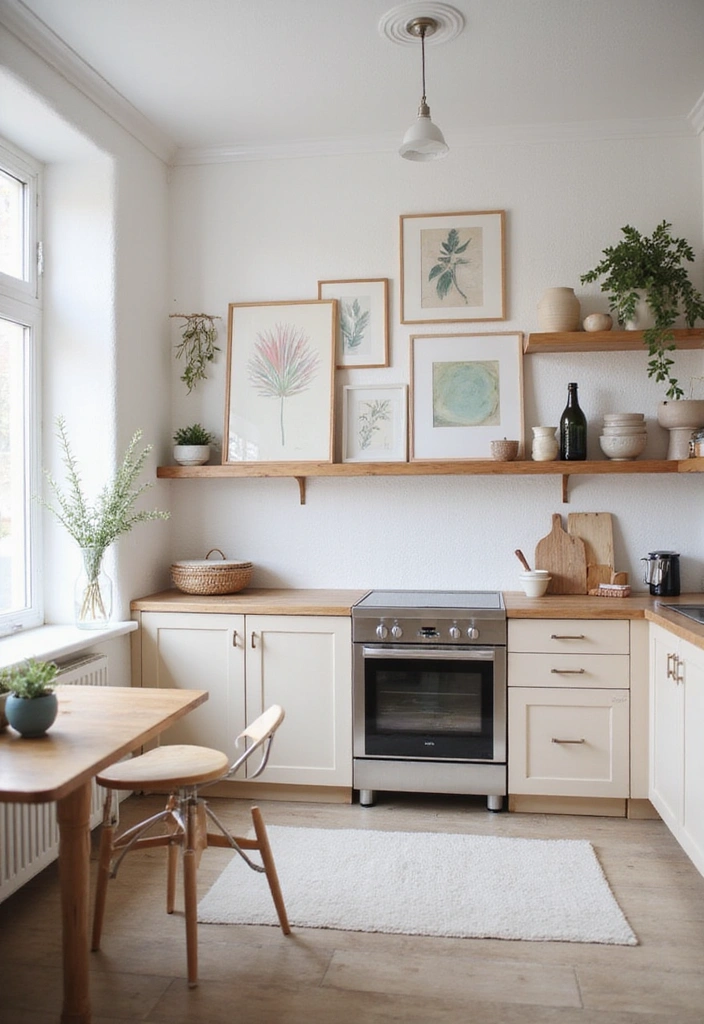 21 Scandi Kitchen Designs That Will Transform Your Cooking Space into a Chic Haven! - 14. Personal Touches with Art