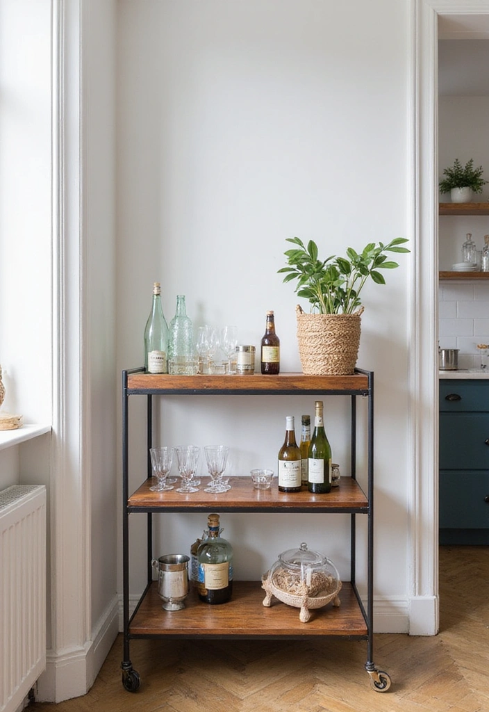 21 Scandi Kitchen Designs That Will Transform Your Cooking Space into a Chic Haven! - 17. Stylish Bar Carts for Entertaining